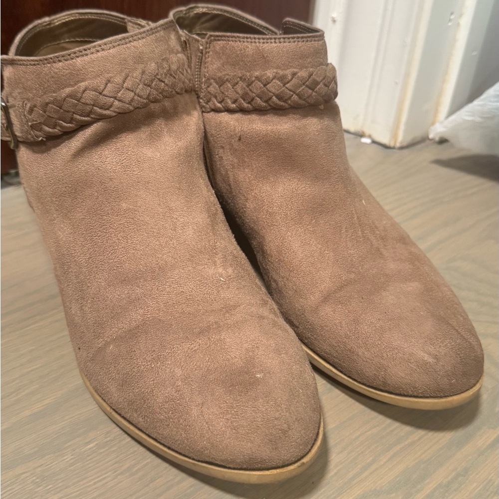 Life Stride Memory Foam Brown Ankle Booties